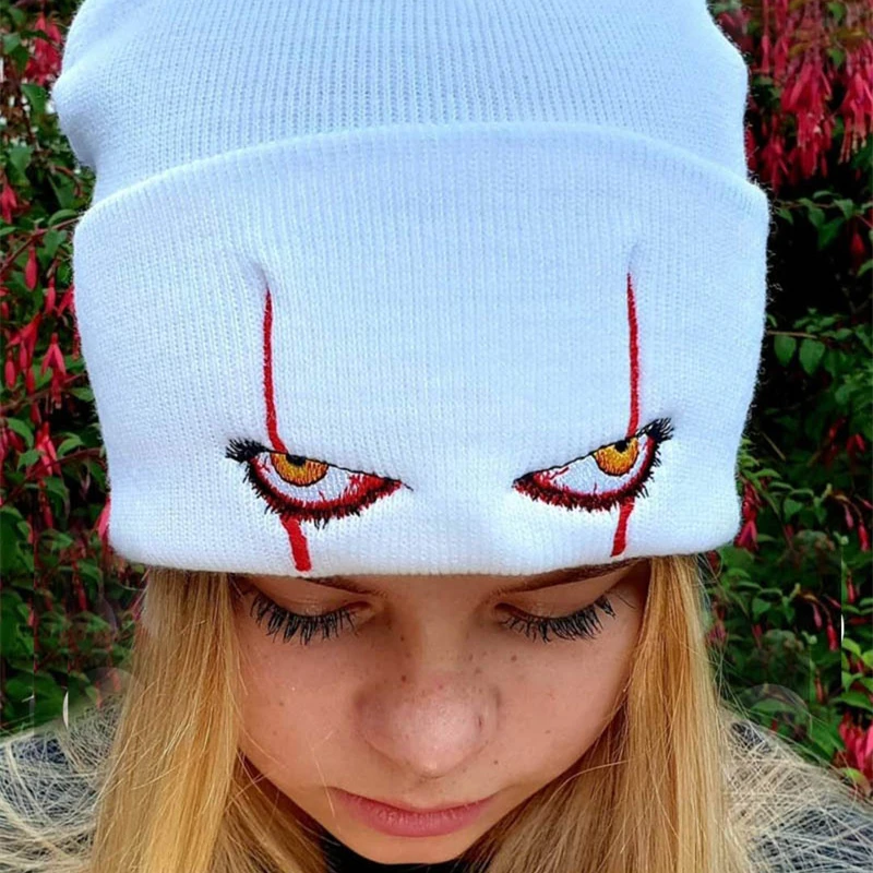 Top Trends: Winter Pennywise Scary Eyes Knitting Hat Cartoon Big Mouth Personality Teens Hip-hop Caps Beanies Unisex Warm Bonnet Hats Shoppable Styles