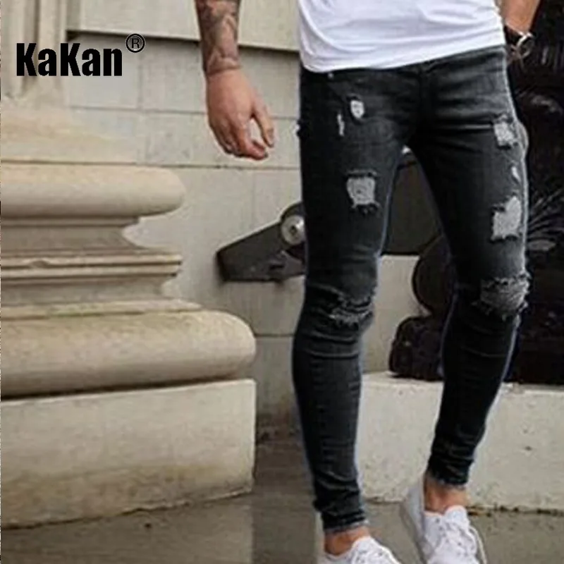 Top Trends: Kakan - European And American Autumn New Worn White Jeans For Men, Blue Black Men's Tight Feet Pants K14-4405 Shoppable Styles - Image 3