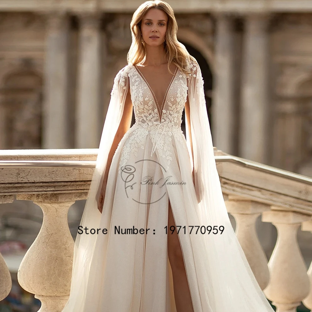 Top Trends: Princess V Neck Glitter Applique Elegant Wedding Party Gowns Custom Made Court Train Bridal Dress With Soft Tulle 2023 New Shoppable Styles