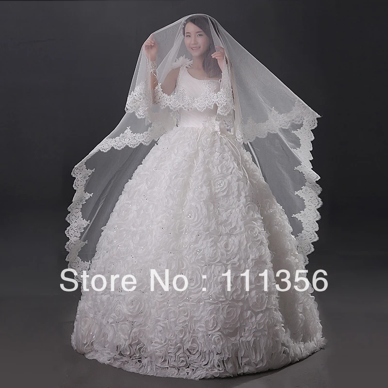 Top Trends: Lace Edge Ivory White Luxury Cathedral Wedding Veil Wedding Accessories Long Bridal Veils Velos De Novia Bride Shoppable Styles