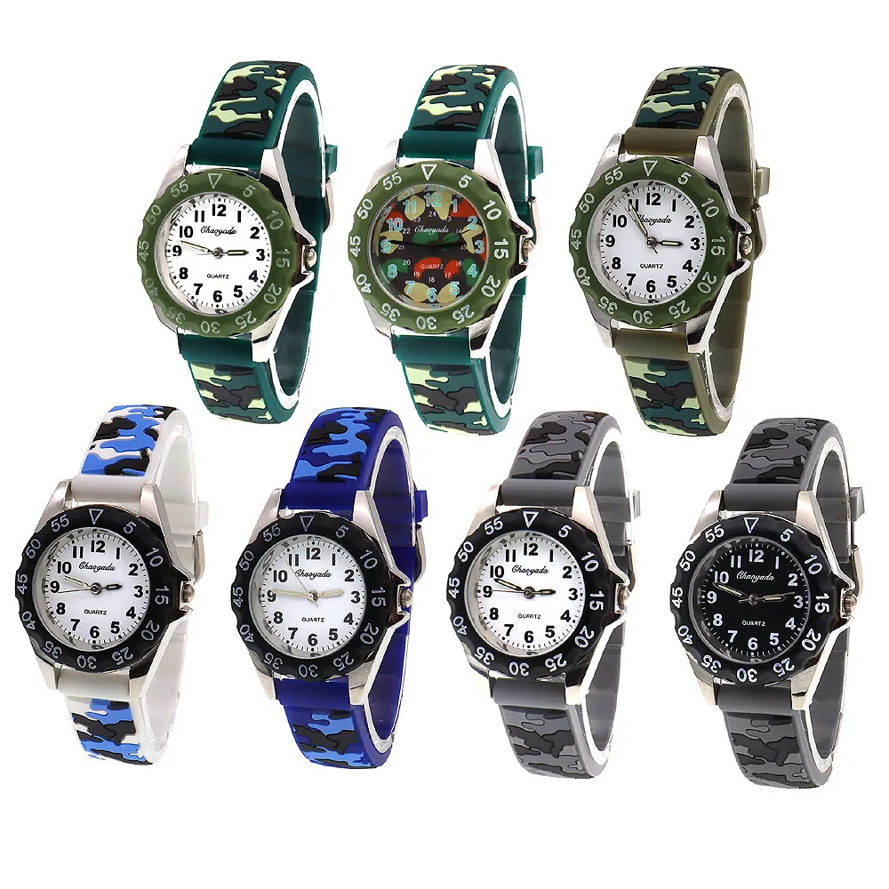 Top Trends: Chaoyada Children Boys Girls Watch Silicone Military Camouflage Strap Quartz Wristwatch Kids Birthday Gifts Students Watches Shoppable Styles