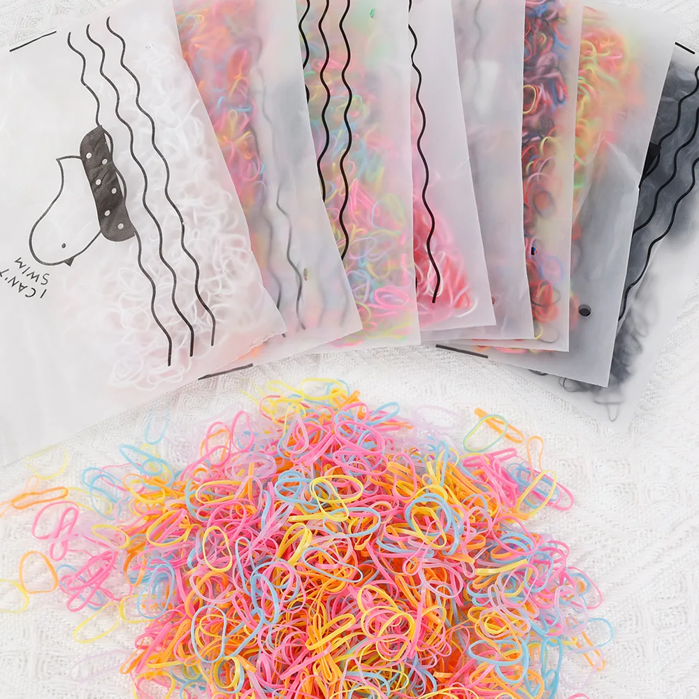 Top Trends: 1000Pcs Colorful Disposable Hair Bands Scrunchie For Kids Girls Elastic Rubber Band Ponytail Holder Hair Accessories Hair Ties Shoppable Styles - Image 4