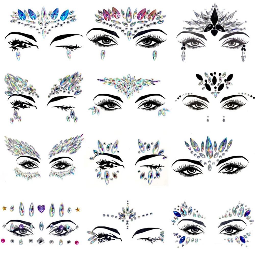 Top Trends: 3D Sexy Crystal Face Tattoo Stickers Temporary Eyes Glitter Fake Tattoos Sticker Masquerade Party Face Decoration Jewels Tatoo Shoppable Styles