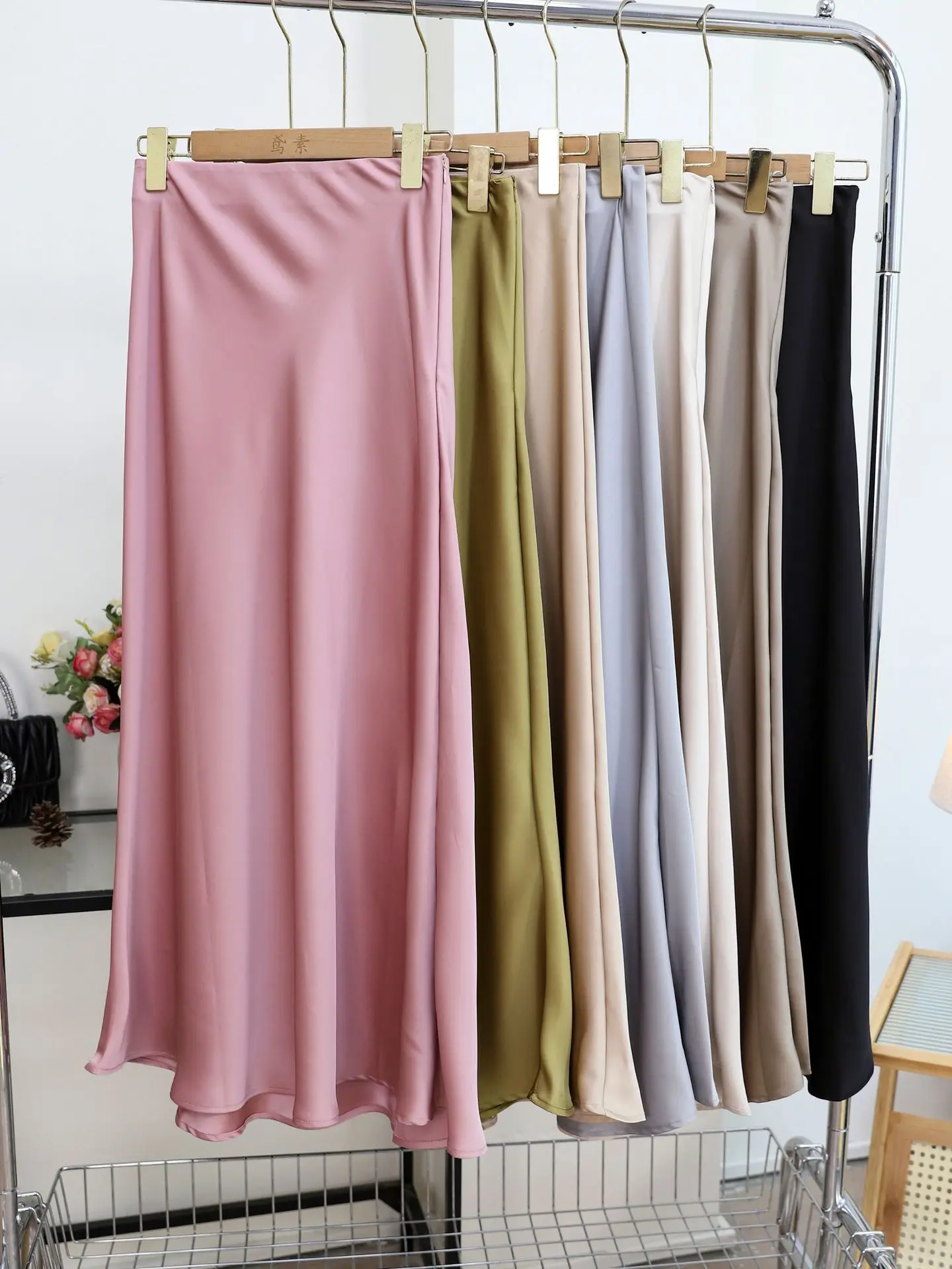 Top Trends: Maxi Satin Fake Silk Skirt Women's Summer High Waist Elegant Thin Step Fishtail Wrapped Hip Long Skirt Woman Shoppable Styles - Image 5