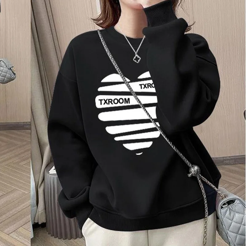 Top Trends: New Spring And Autumn Fashion Trend Round Neck Loose Versatile Solid Color Casual Long Sleeve Printed Women&#039;s Style Sweater Shoppable Styles