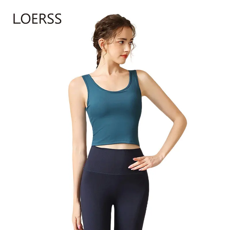 Top Trends: LOERSS Sports Bra Women's Quick Drying Tank Top Running Shockproof Nylon Sleeveless Short Top Female For Yoga Gym Underwear Shoppable Styles