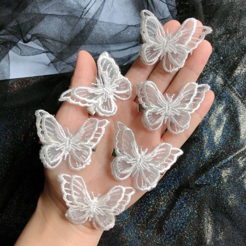 Top Trends: 1-4 Pcs Korea Sweet White Lace Butterfly Hair Clips Butterfly Hair Barrettes Sweet Hairpins For Women Wedding Hair Accessories Shoppable Styles