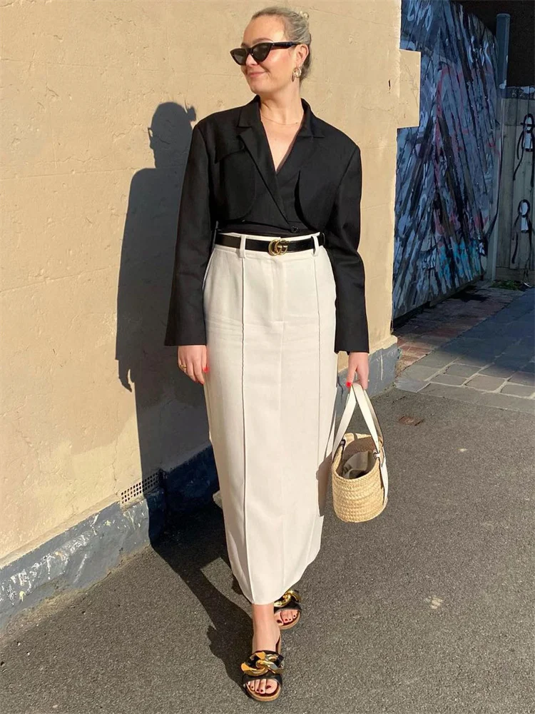 Top Trends: Tossy Fashion Slim Maxi Skirt Women Pleated Split Summer 2023 Casual High Waist Skirt Outfits Solid Women's Fashion Long Skirt Shoppable Styles - Image 6