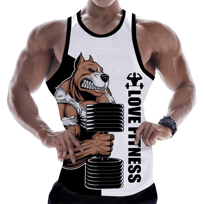 Top Trends: Tank Top Men Love Fitness 3D Tank Top Anime Animal Letter Printed Tops Sleeveless Vest Men Women Harajuku Streetwear GYM T Shirt Shoppable Styles