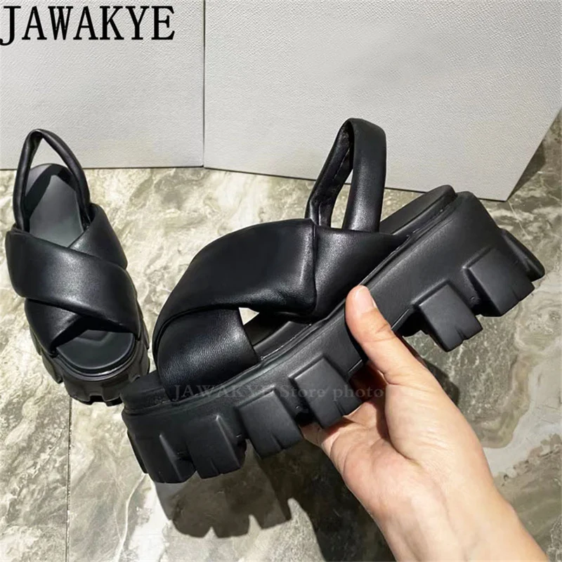 Top Trends: New Thick Soled Platform Sandals Women Black White Rome Sandals Casual Beach Flats Sandals Summer Punk Lefu Shoes Ladies Shoppable Styles