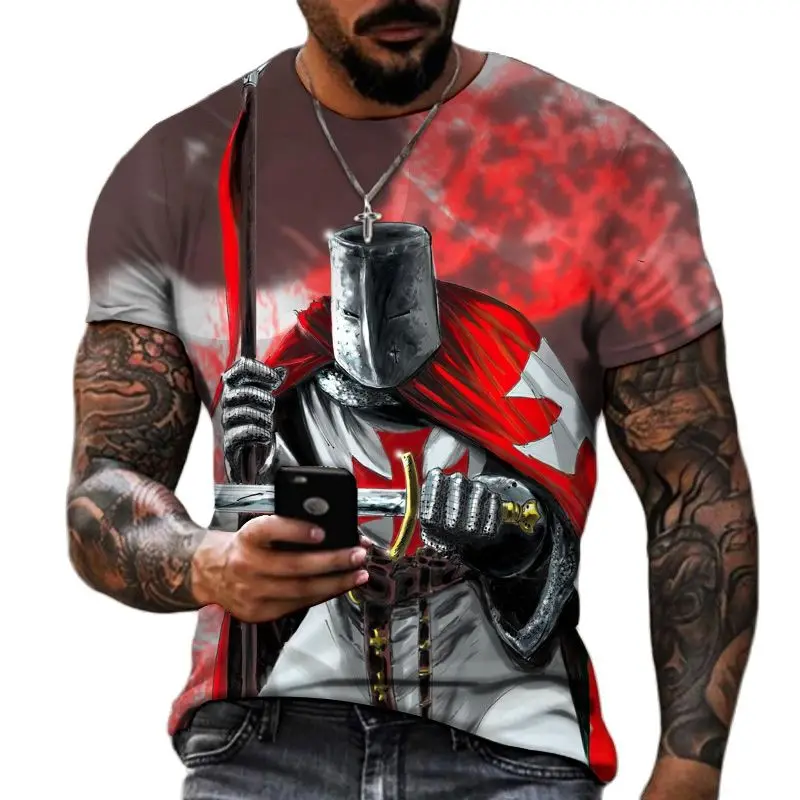 Top Trends: Summer Fashion Templar 3D Printed Men's T-Shirt Street Harajuku Cross TShirt For Men Short Sleeve Oversized Tshirt Vintage Top Shoppable Styles - Image 5