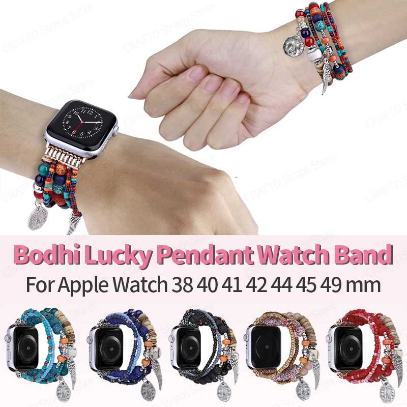 Top Trends: Bodhi Wrist Band For Apple Watch Series 7 8 6 5 4 3 2 SE Lucky Pendant Watch Band For Iwatch Band 40mm 38 41 42 44 45 49mm Strap Shoppable Styles