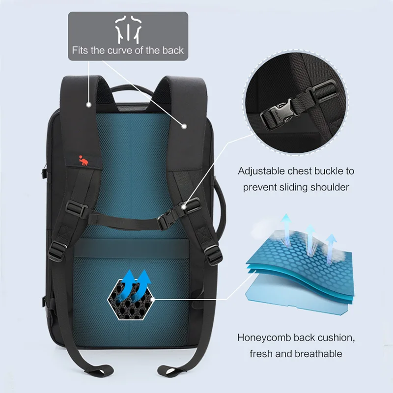 Top Trends: OIWAS Large Capacity Expandable Laptop Backpack USB Charging Port 17.3Inch Waterproof Business Travel Computer Bag For Men Women Shoppable Styles - Image 4