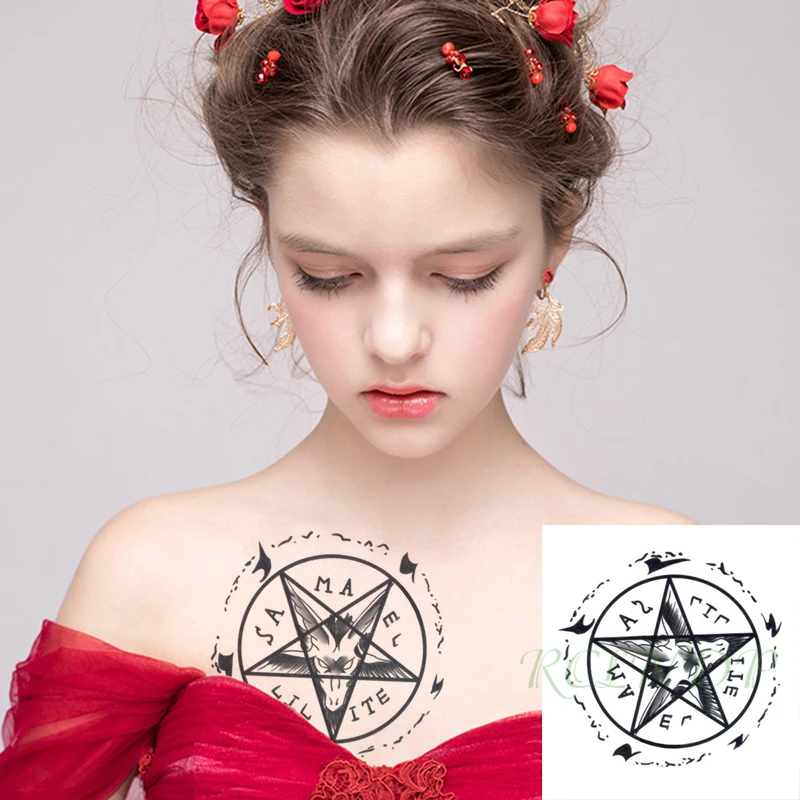 Top Trends: Waterproof Temporary Tattoo Sticker Satan Lucifer Circle Steering Fake Tatto Flash Tatoo Gothic Hand Back Art For Boy Women Men Shoppable Styles - Image 2