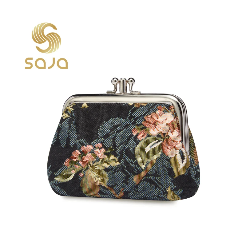 Top Trends: SAJA Tapestry Coin Purse Women&#039;s Wallet Key Wallet Pouch Double Pocket Kiss Lock Peony Floral Coin Holder For Girl Ladies Gift Shoppable Styles