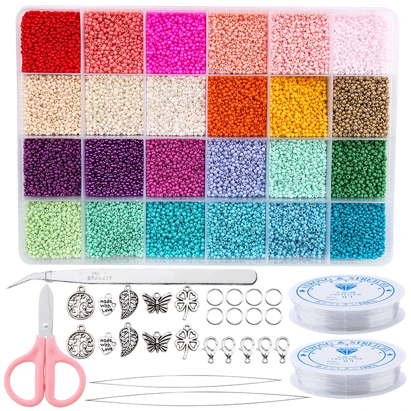 Top Trends: 20000pcs Jewelry Making Kit Seed Beads Set 2mm Glass Beads Set Bracelets Necklace Ring Making Seedbeads Kit For DIY Art Craft Shoppable Styles