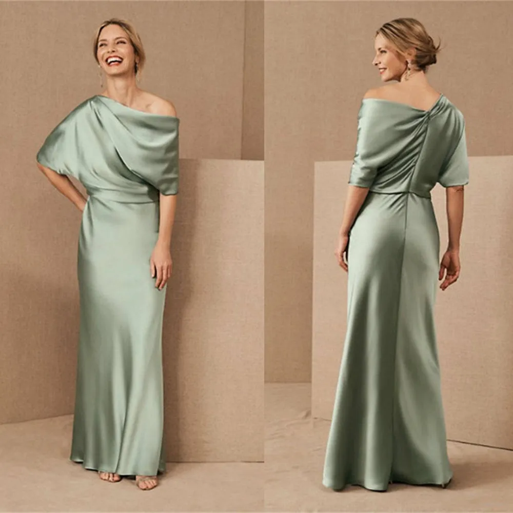 Top Trends: Simple Satin Mermaid Mother Of The Bride Dresses One Shoulder Floor Length Formal Party Gowns Ruffle Wedding Guest Dress 2022 Shoppable Styles