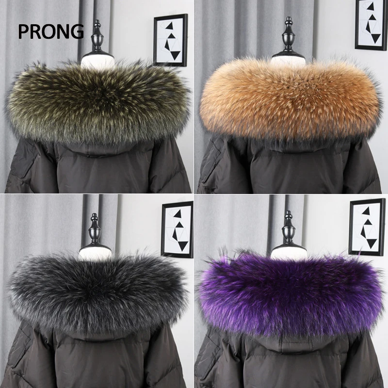 Top Trends: 100% Real Fur Collar For Parkas Coats Winter Luxury Warm Natural Raccoon Fur Women Scarves Female Neck Cap Real Fur Hood Trim Shoppable Styles