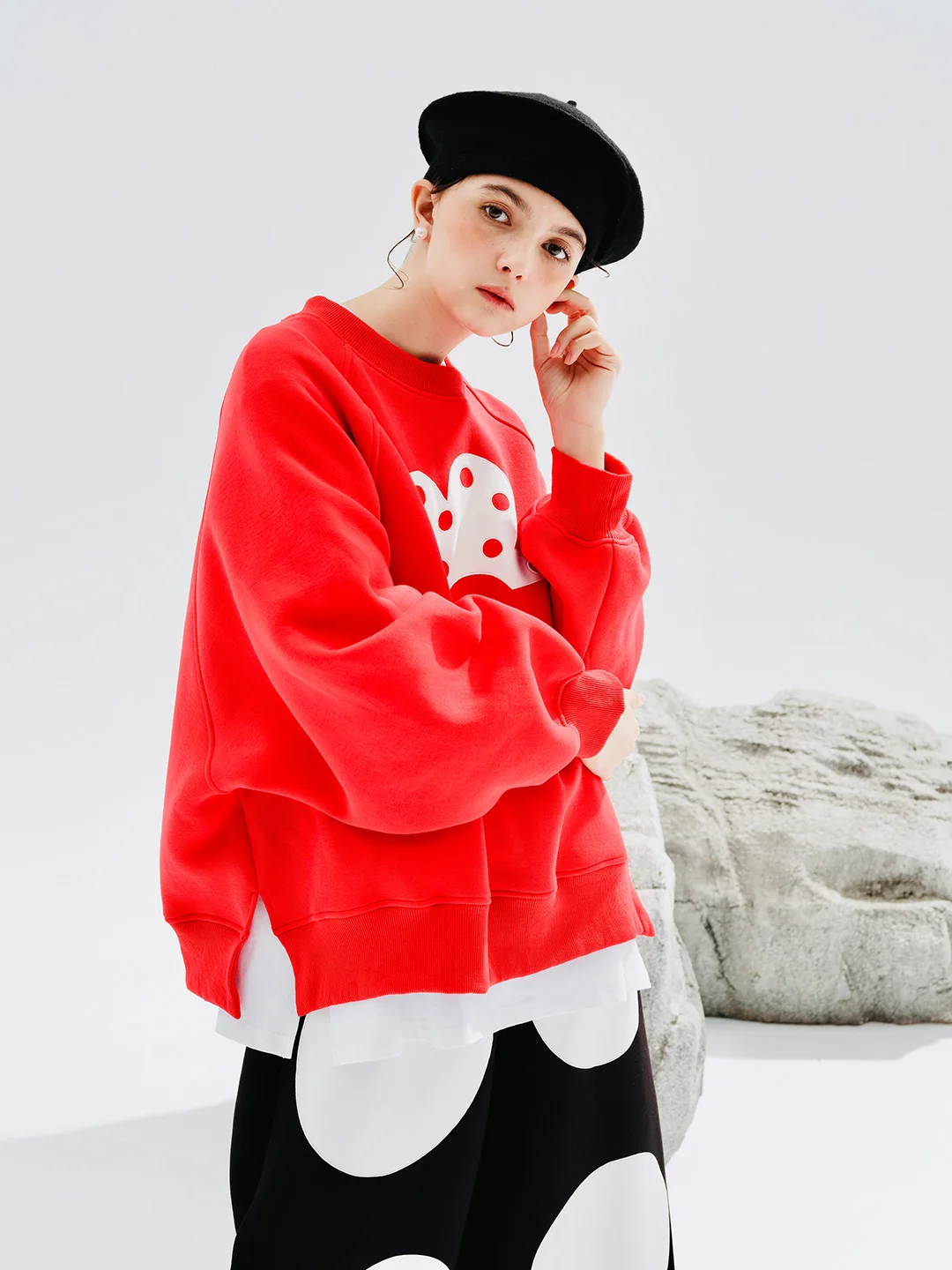 Top Trends: IMAKOKONI Original Design Red Pullover Hoodie Round Neck Autumn And Winter Fashion Autumn And Winter Top 234264 Shoppable Styles