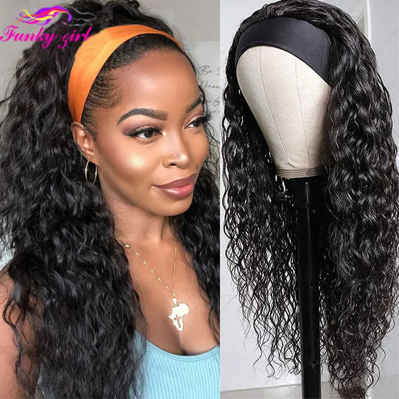 Top Trends: Water Wave Headband Wig Human Hair Wigs For Black Women Wet And Wavy Curly Wavy Headband Wigs 180% Glueless None Lace Front Wigs Shoppable Styles