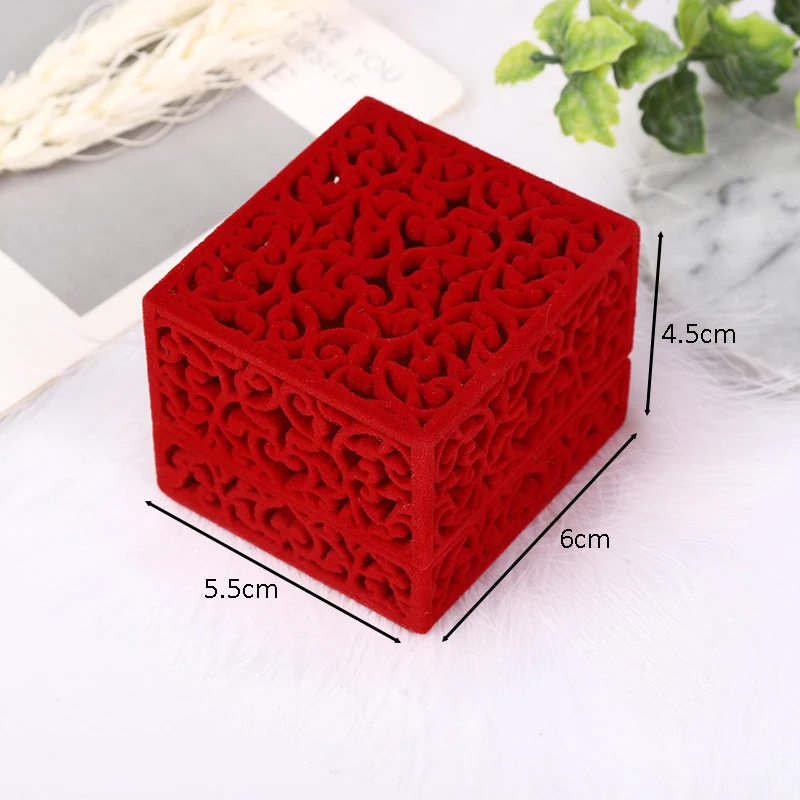 Top Trends: NEW Red Velvet Ring Box Hollow Couple Double Ring Bearer Box For Wedding Engagement Gift Jewelry Organizer Packing Boxes 2022 Shoppable Styles - Image 2