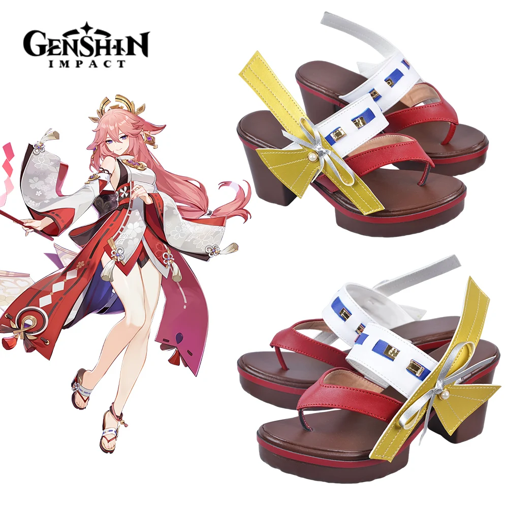 Top Trends: Game Genshinimpact Yae Miko Guuji Yae Cosplay Sandals Anime High Heel Female Platform Fashion Casual Cute Cos Fashion Shoes Shoppable Styles