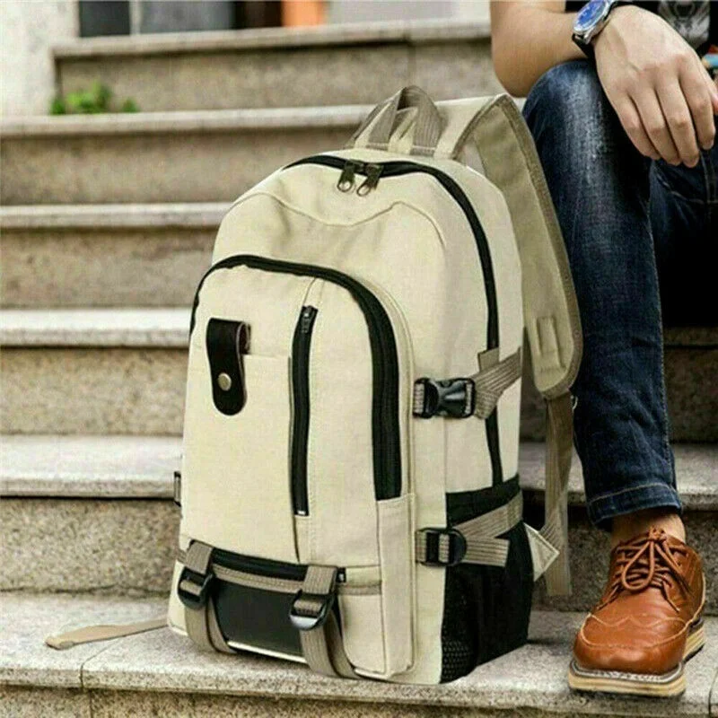 Top Trends: Leisure Canvas Travel Backpack For Man Large Capacity Outdoor Mountain Rucksack Male Backpack Teen Sport School Bag Shoppable Styles