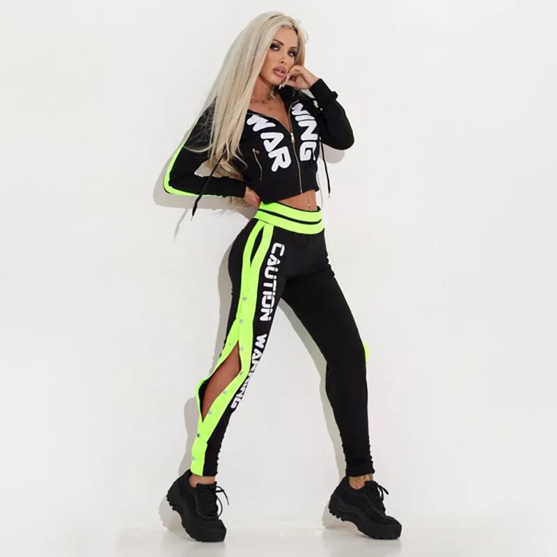 Top Trends: Oshoplive Letter Print Contrast Color Long Sleeve Zipper Hoodie Sports Yoga Suit Gym Leggings Pants Activewear For Women Shoppable Styles