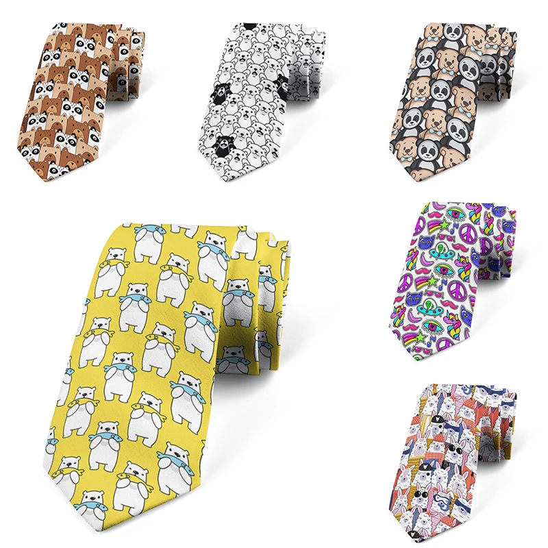 Top Trends: New 8CM Cartoon Bear Print Tie Men Slim Casual Party Formal Dating Personality Necktie Fashion Trend Elegant Collocation Gravata Shoppable Styles