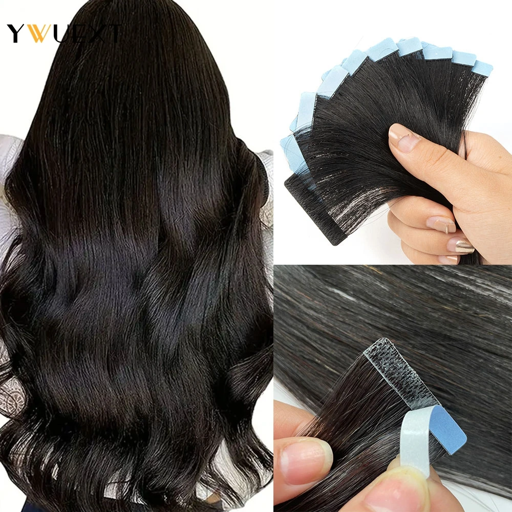 Top Trends: YWUEXT Invisible PU Skin Weft Tape Hair Extensions 12&quot; 16&quot; 20&quot; 22&quot; Seamless Tape Human Hair For Salon Injection 10pcs / pack Shoppable Styles