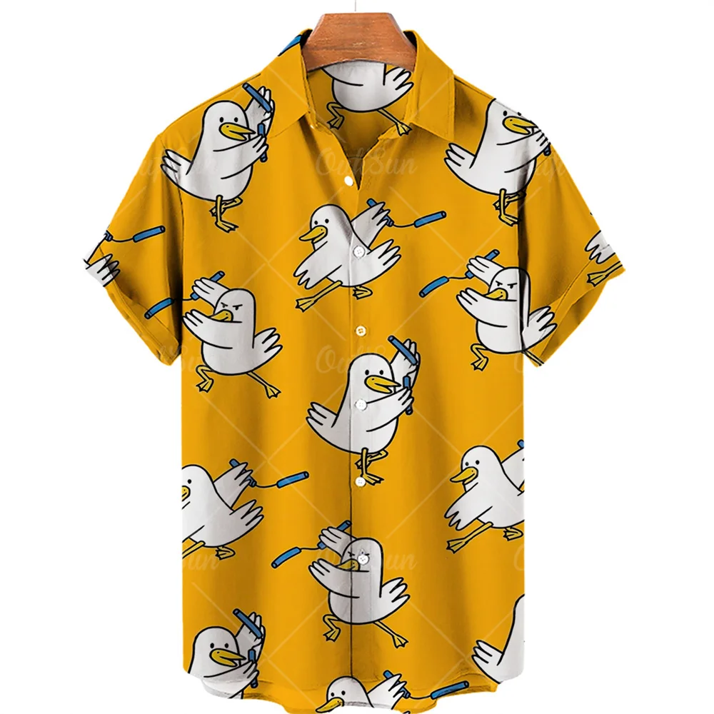 Top Trends: Summer New 3d Animal Print Hawaiian Shirt Men's Casual Button V Neck Loose Shirt American Fashion Top Shoppable Styles