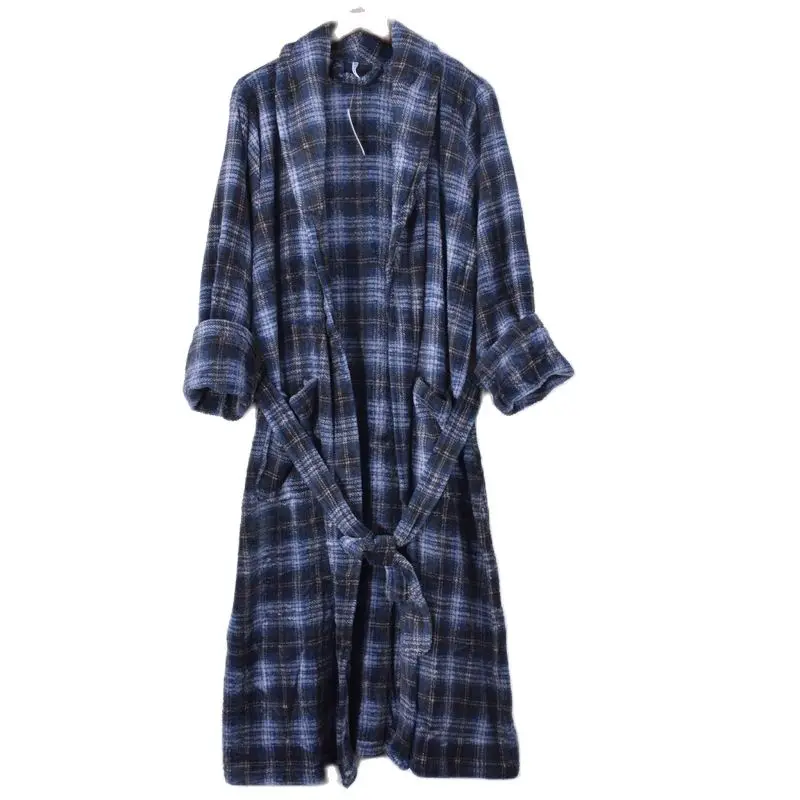 Top Trends: Pajamas For Men Autumn Long Sleeve Thin Coral Velvet Robe Plaid Bathrobe Leisurely Nightgown Shoppable Styles