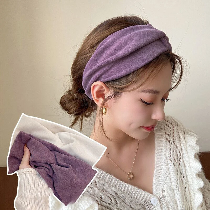 Top Trends: Women Elegant Solid Cross Woolen Elastic Headband Thickened Outdoor Casual Warm Hairbands Turban Bandana Fashion Hair Accessorie Shoppable Styles