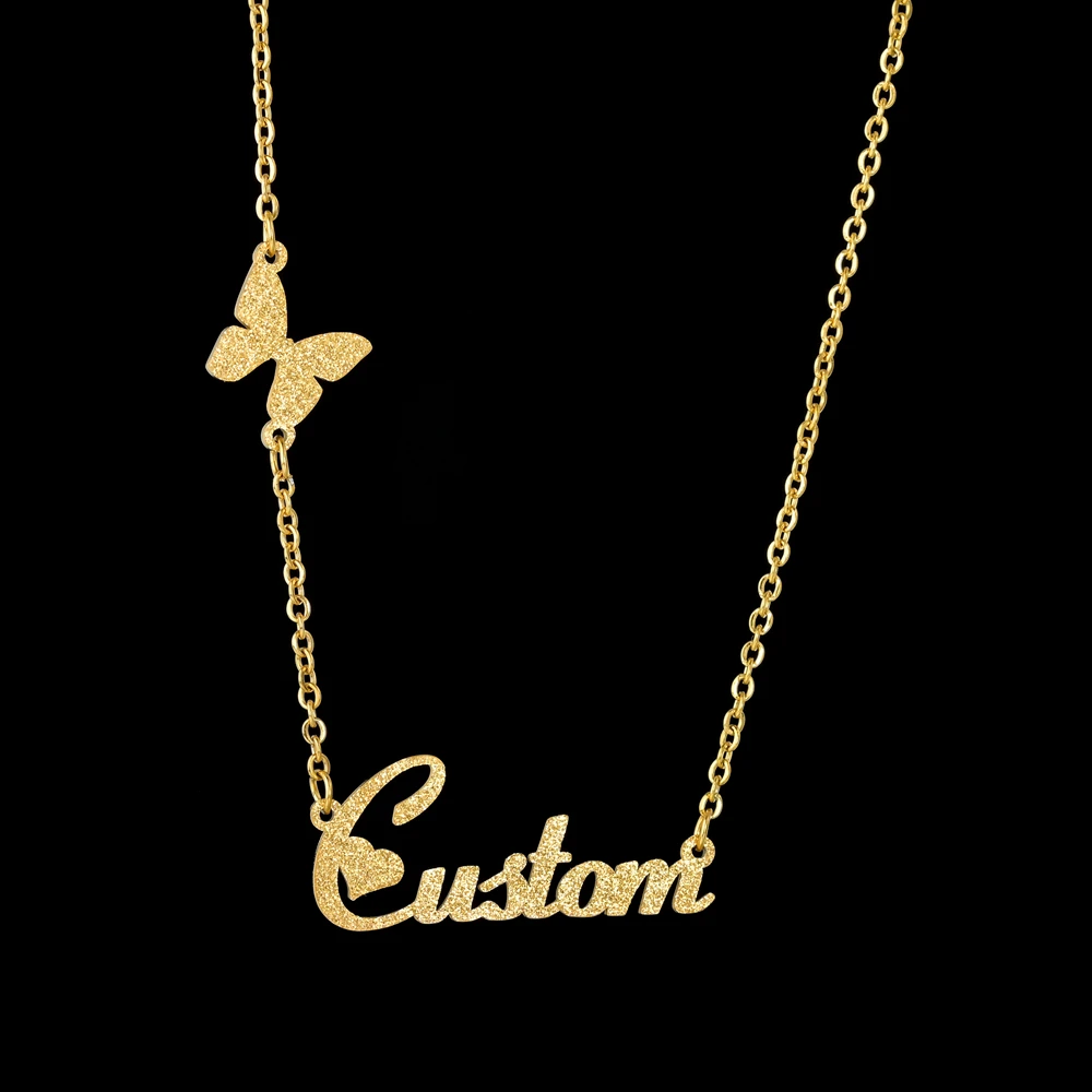 Top Trends: Personalized Butterfly Custom Name Pendant Necklace Stainless Steel Customized Frosted Nameplate Necklace For Women Fine Jewelry Shoppable Styles - Image 3