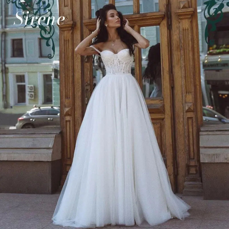 Top Trends: Sweetheart Wedding Dresses For Women 2024 Off The Shoulder White Lace Tulle Backless Bridal Gown Floor Length Vestidos De Novia Shoppable Styles