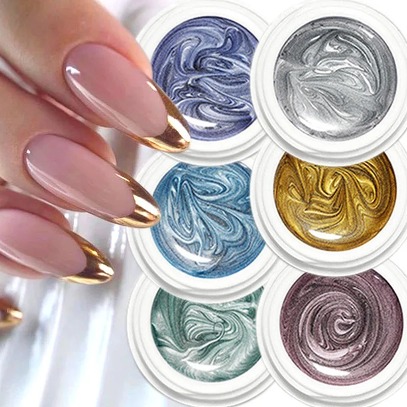 Top Trends: Metallic Colors Nail Painting Gel Polish Mirror Glitter Nail Gel DIY Nail Art Drawing Gel Sparkling Soak Off Gel Nail Polish Shoppable Styles