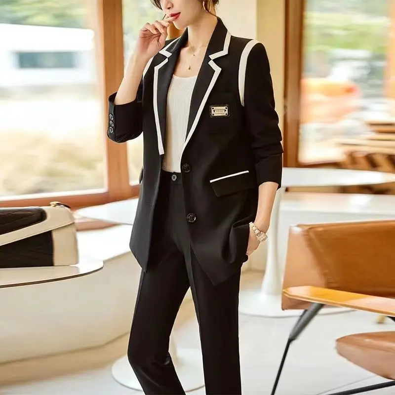 Top Trends: Sets For Women 2 Pieces Spliced Jacket Blazer Casual Wide Leg Pants Elegant Office Business Set Conjuntos Para Mujeres 2 Piezas Shoppable Styles - Image 3