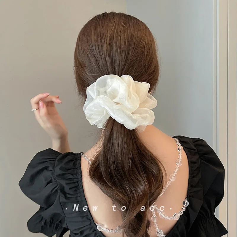 Top Trends: Women Silk Scrunchie Elastic Hair Ropes Band Ponytail Holder Headband Hair Accessories For Girls Chiffon Solid Color Hair Ties Shoppable Styles - Image 2