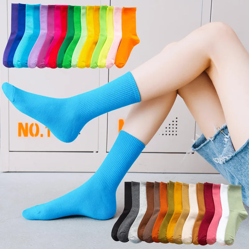 Top Trends: Women's Socks Four Seasons Colorful Middle Tube Cotton Breathable Soft Sock Pure Cotton Comfortable Home Girl Sock High Quality Shoppable Styles