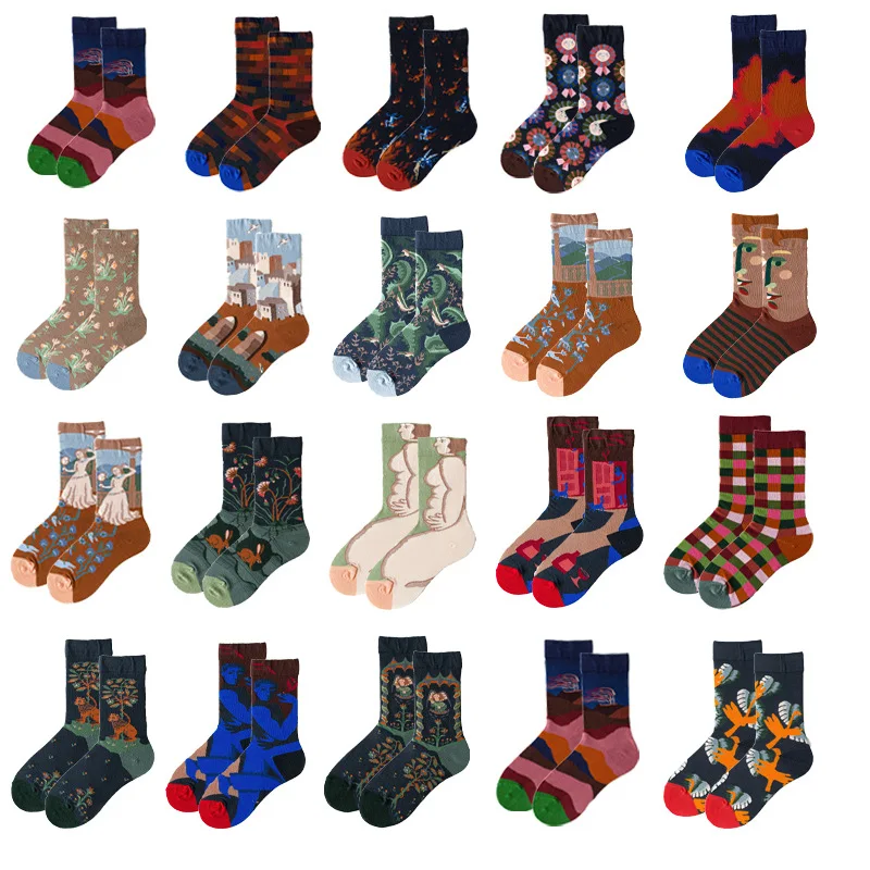 Top Trends: Tide Socks Men&#039;s And Women&#039;s Fashion Trend Socks In High Tube Couple Socks Art Illustration Men&#039;s Socks Sports Socks Shoppable Styles