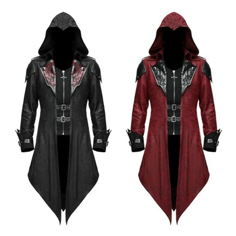 Top Trends: New Medieval Halloween Retro Patchwork Jacket For Men's Gothic Dark Clothing Shoppable Styles