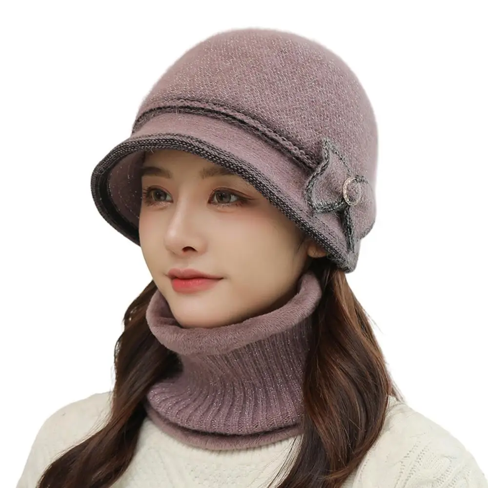 Top Trends: Rabbit Hair Knitted Wool Hat Women Winter Warm Solid Color Basin Caps Female Fashion Skullies Beanies Bonnet Sets With Bib Shoppable Styles