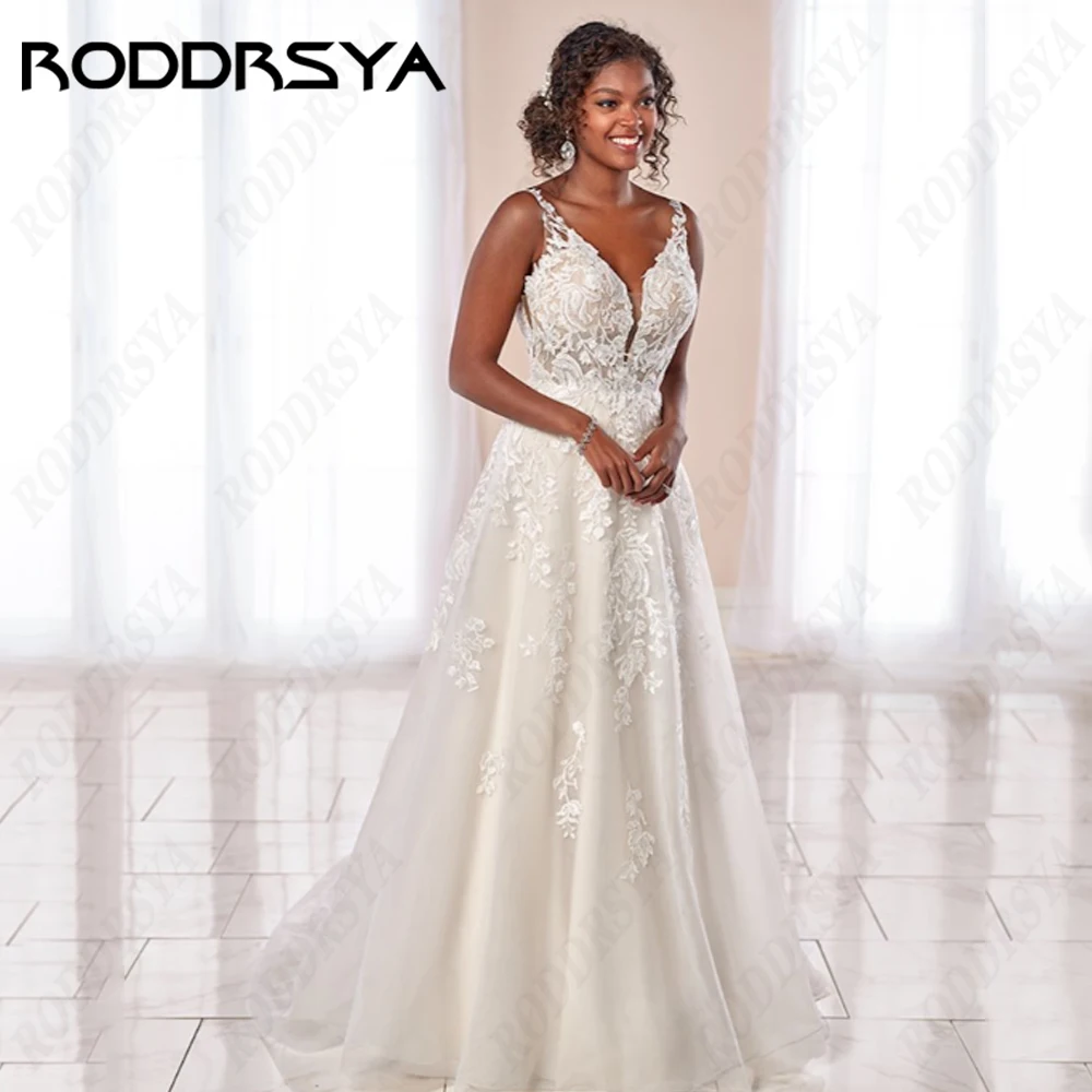 Top Trends: RODDRSYA Boho Wedding Dresses 2023 Spaghetti Straps A-Line Applique Bride Gowns Sexy Backless Sleeveless Tulle Robe De Mariée Shoppable Styles