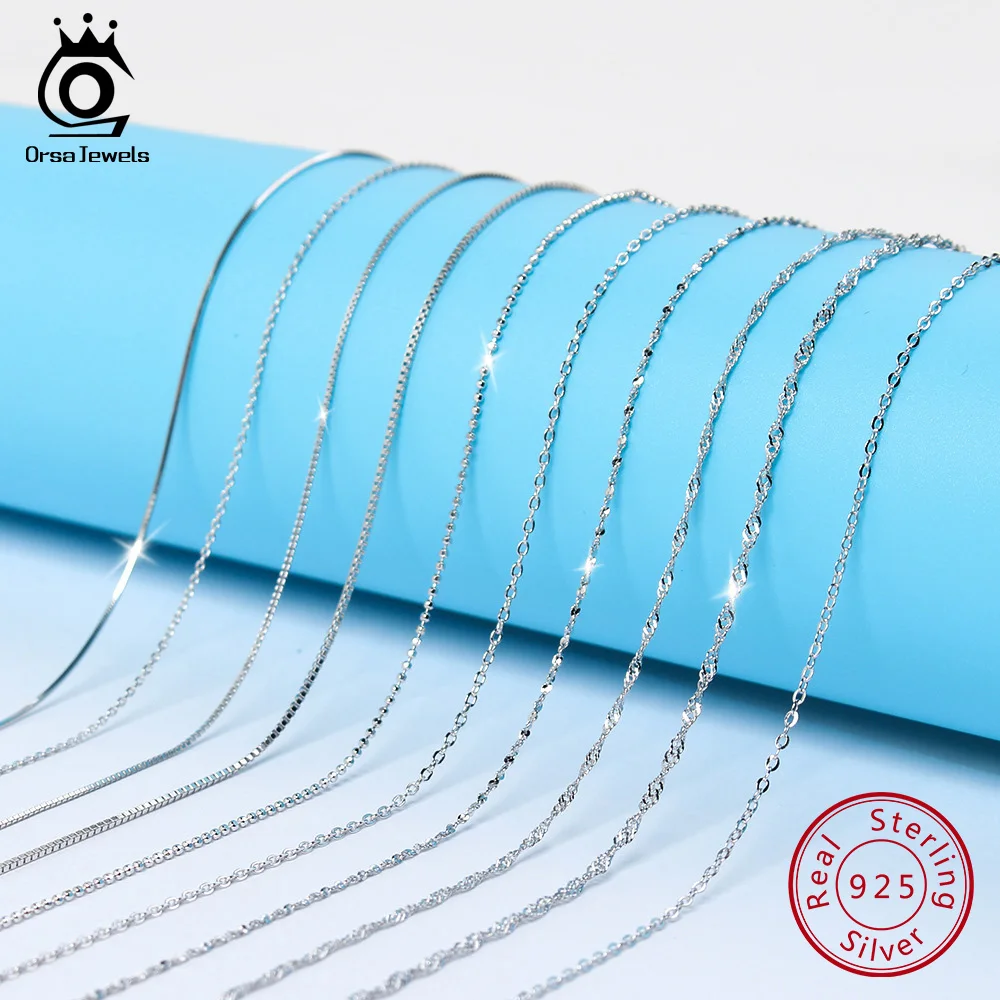 Top Trends: ORSA JEWELS Genuine 925 Sterling Silver Necklace Figaro O-ring Neck Chain Twisted Snake Bar Singapore Box Chain Necklace Women 1 Shoppable Styles