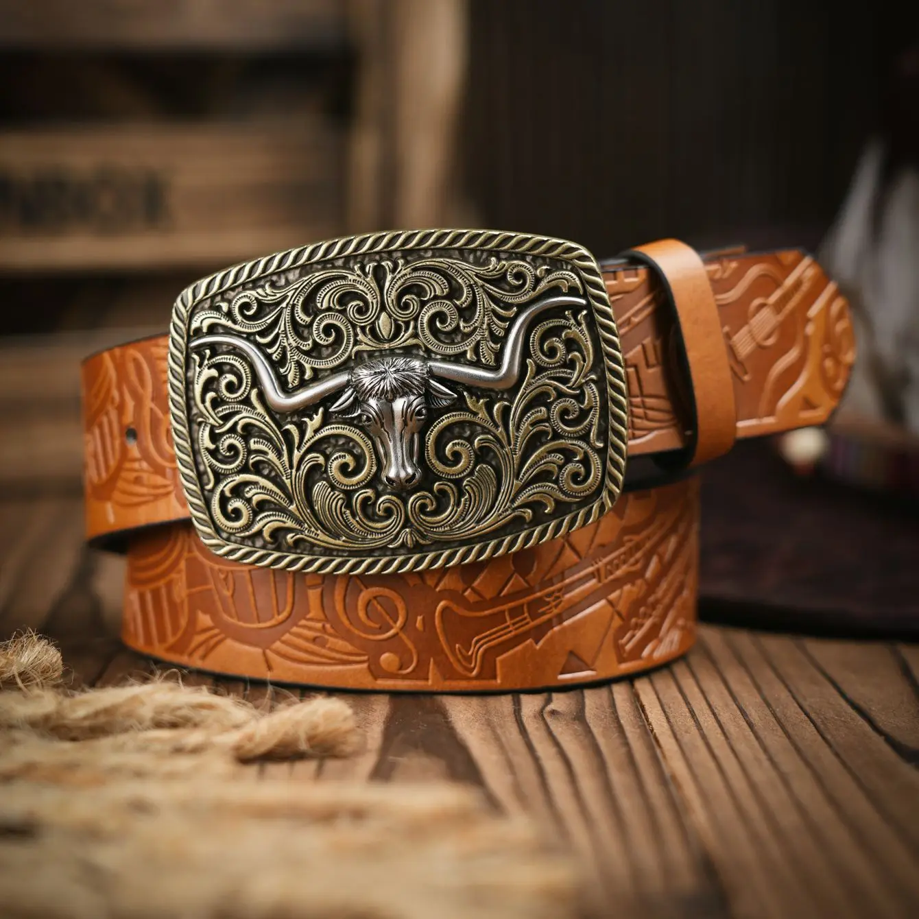 Top Trends: Western Cowboy PU Leather Belt - Men Waist Strap Bull Decoration Floral Engraved Jeans Pantalones Hombre Pasek Spodni Accessori Shoppable Styles