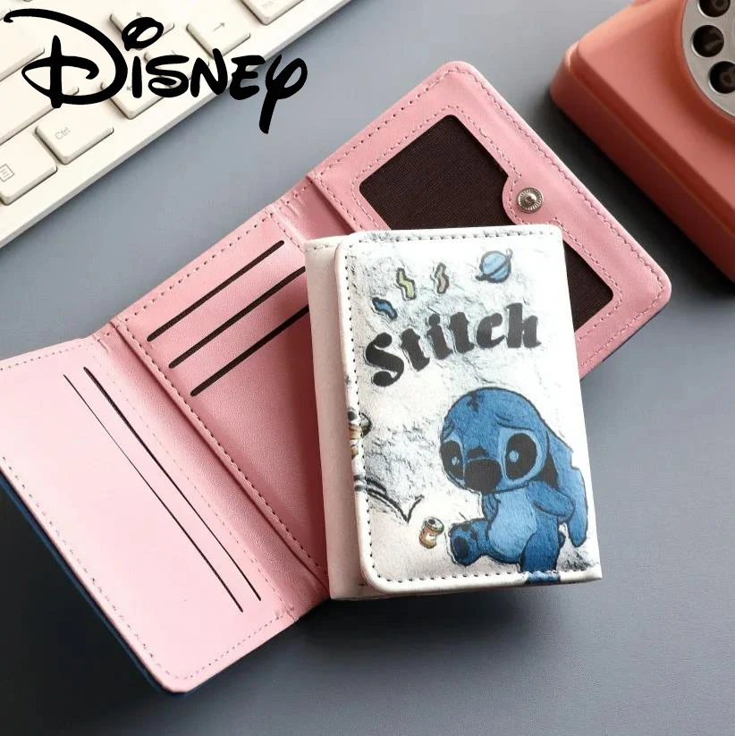 Top Trends: Cartoon Lilo & Stitch Short Wallet Disney Kawaii Pattern PU Leather Wallet For Women Multi-card Slot Card Holders Mini Purse Shoppable Styles