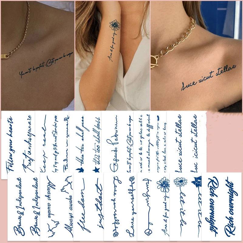 Top Trends: Herbal Botanical Juice Tattoo Small Fresh Flower With English Sentence Arm Clavicle Long Lasting Waterproof Temporary Tattoo Shoppable Styles