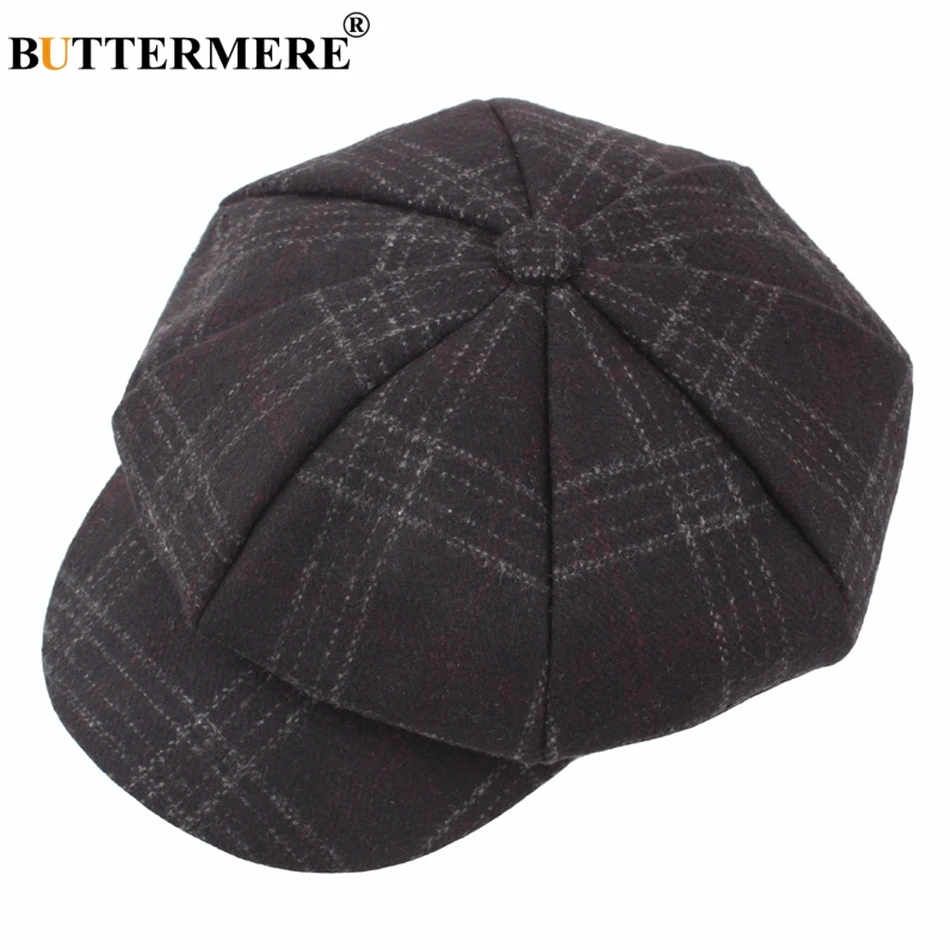 Top Trends: BUTTERMERE Women Wool Tweed Caps Newsboy Female Male Vintage Army Green Plaid Flat Caps Spring Painters Cabbie Duckbill Hat 2024 Shoppable Styles - Image 2