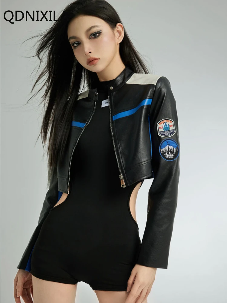 Top Trends: Leather Jacket Colored Cool Fried Street Spicy Girls Baseball Jersey PU Leather Coat Women&#039;s Short Motorcycle Jackets Y2K Shoppable Styles