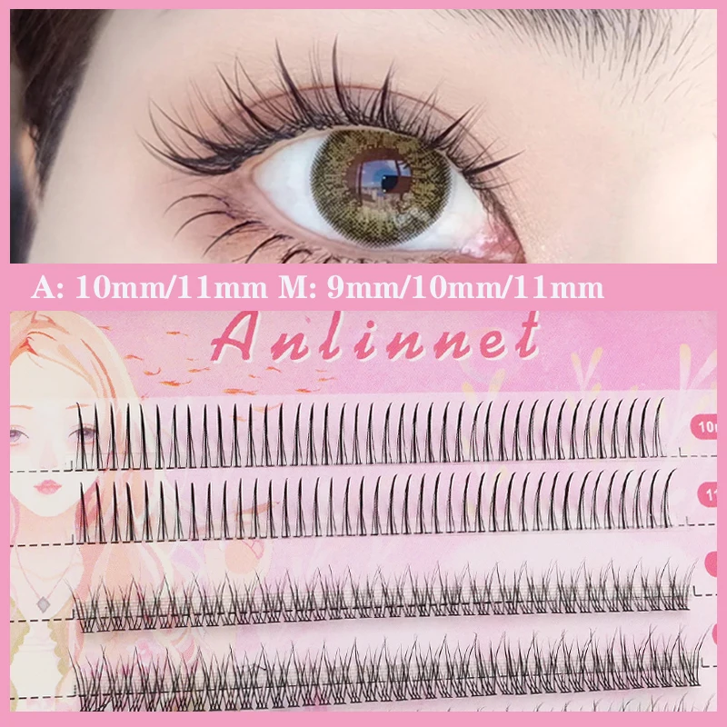 Top Trends: Anlinnet Fishtail + A-type Mixed Hair Five Rows Mixed Natural False Eyelashes Self-Grafting Single Cluster Eyelashes Eye Lash Fa Shoppable Styles